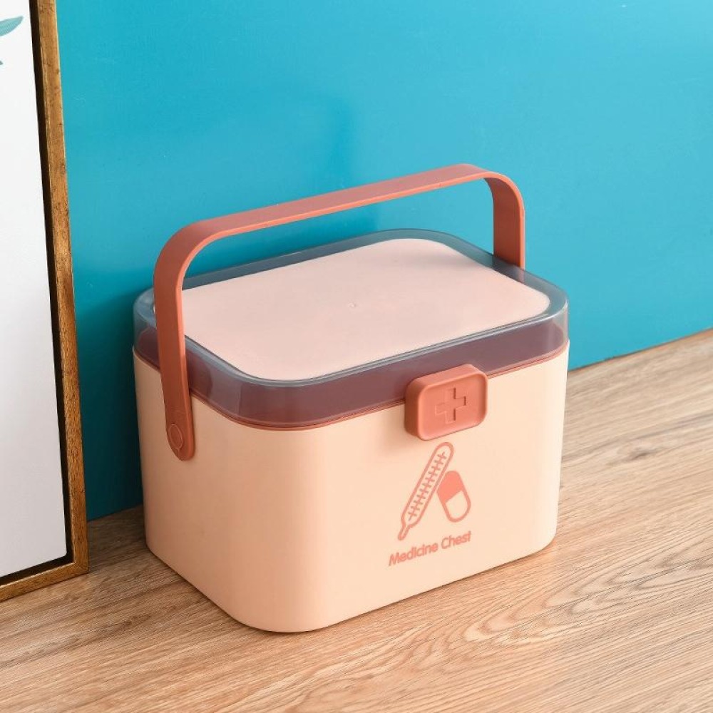Household Plastic Small Medicine Box Portable Medicine Storage Box, Size: 21.4 x 15.8 x 14.7cm(Pink)