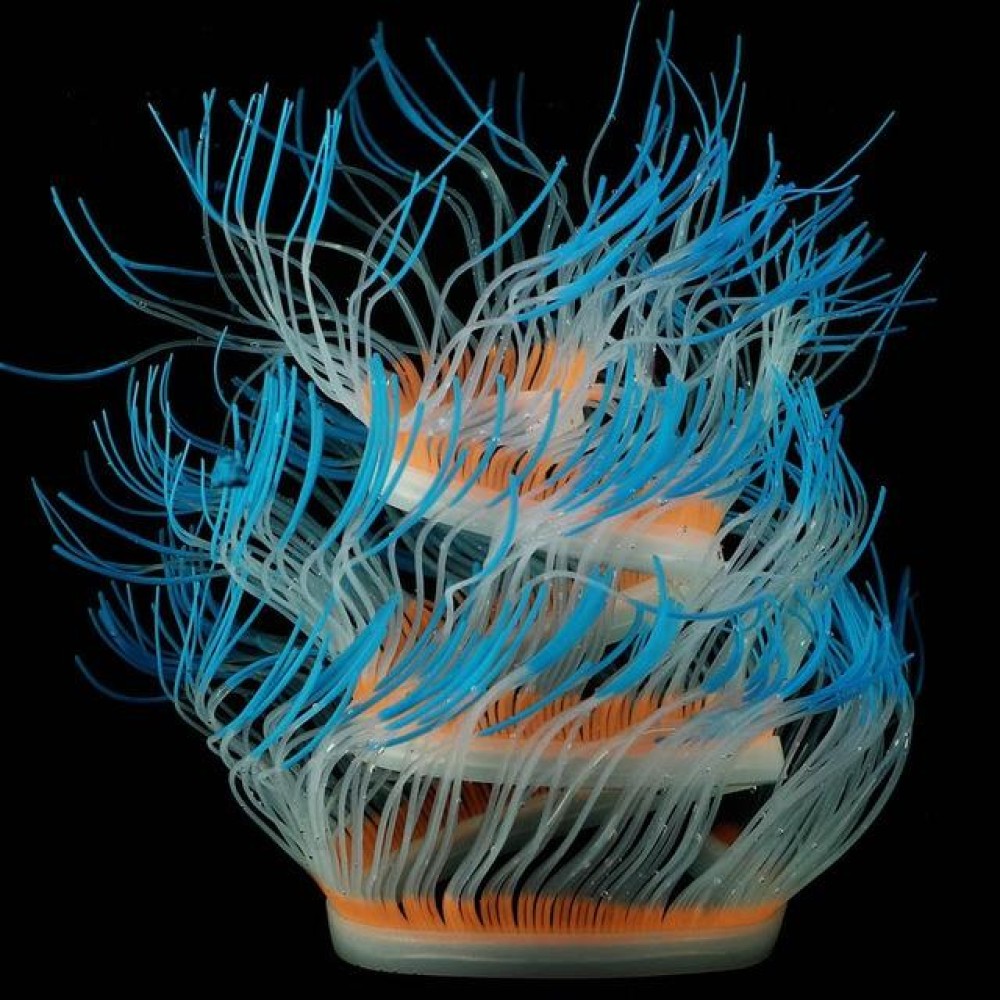 Aquarium Fish Tank Landscaping Decoration Silica Gel Simulation Software Coral Fluorescent Anemone, Size: 50cm(Blue)