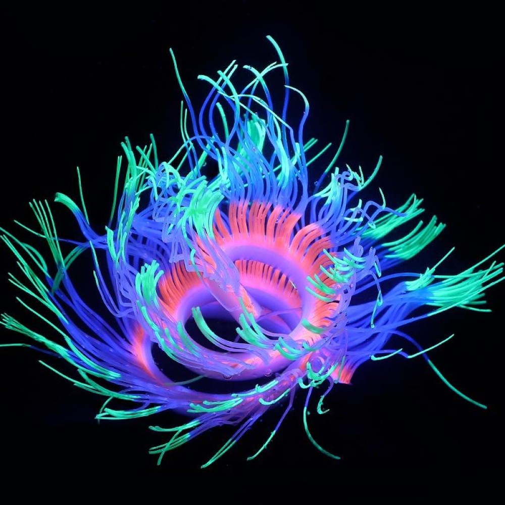 Aquarium Fish Tank Landscaping Decoration Silica Gel Simulation Software Coral Fluorescent Anemone, Size: 50cm(Blue)