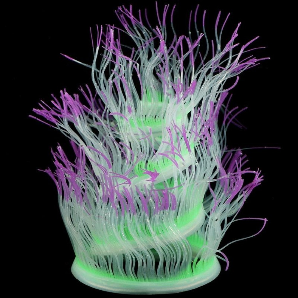 Aquarium Fish Tank Landscaping Decoration Silica Gel Simulation Software Coral Fluorescent Anemone, Size: 50cm(Purple)