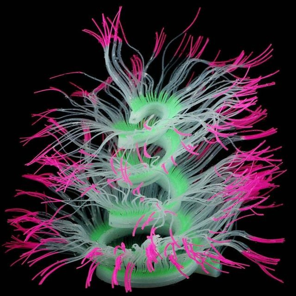 Aquarium Fish Tank Landscaping Decoration Silica Gel Simulation Software Coral Fluorescent Anemone, Size: 100cm(Pink)