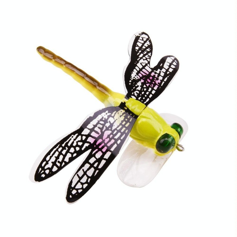 QT01 7cm / 6g Flying Fishing Bait Long Hook Bionic Dragonfly Bait(A (Yellow))