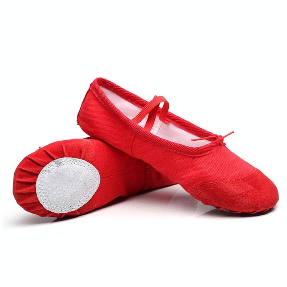 Flats Soft Ballet Shoes Latin Yoga Dance Sport Shoes for Children & Adult(Red)