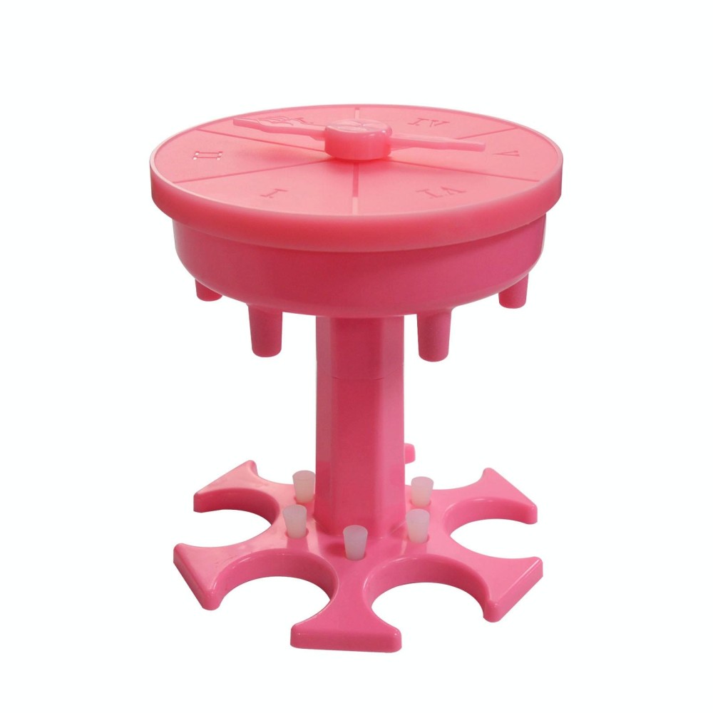 6 Cups Wine Dispenser Automatic Diversion Wine Pourer With Game Turntable, Style: Round Pink with Color Cup