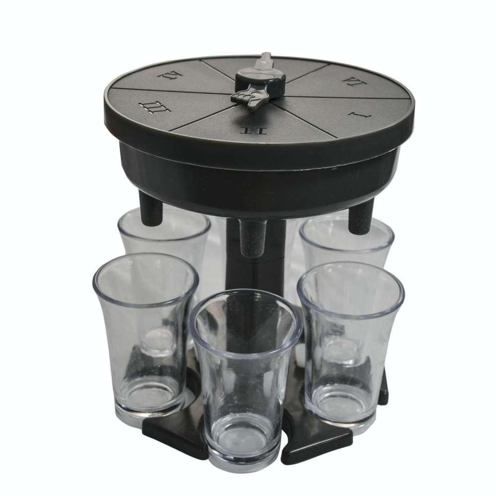 6 Cups Wine Dispenser Automatic Diversion Wine Pourer With Game Turntable, Style: Round Gray with Transparent Cup