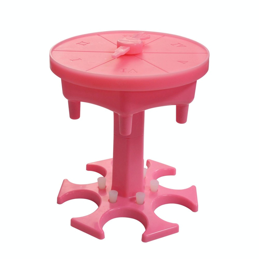 6 Cups Wine Dispenser Automatic Diversion Wine Pourer With Game Turntable, Style: Hexagon Pink with Color Cup