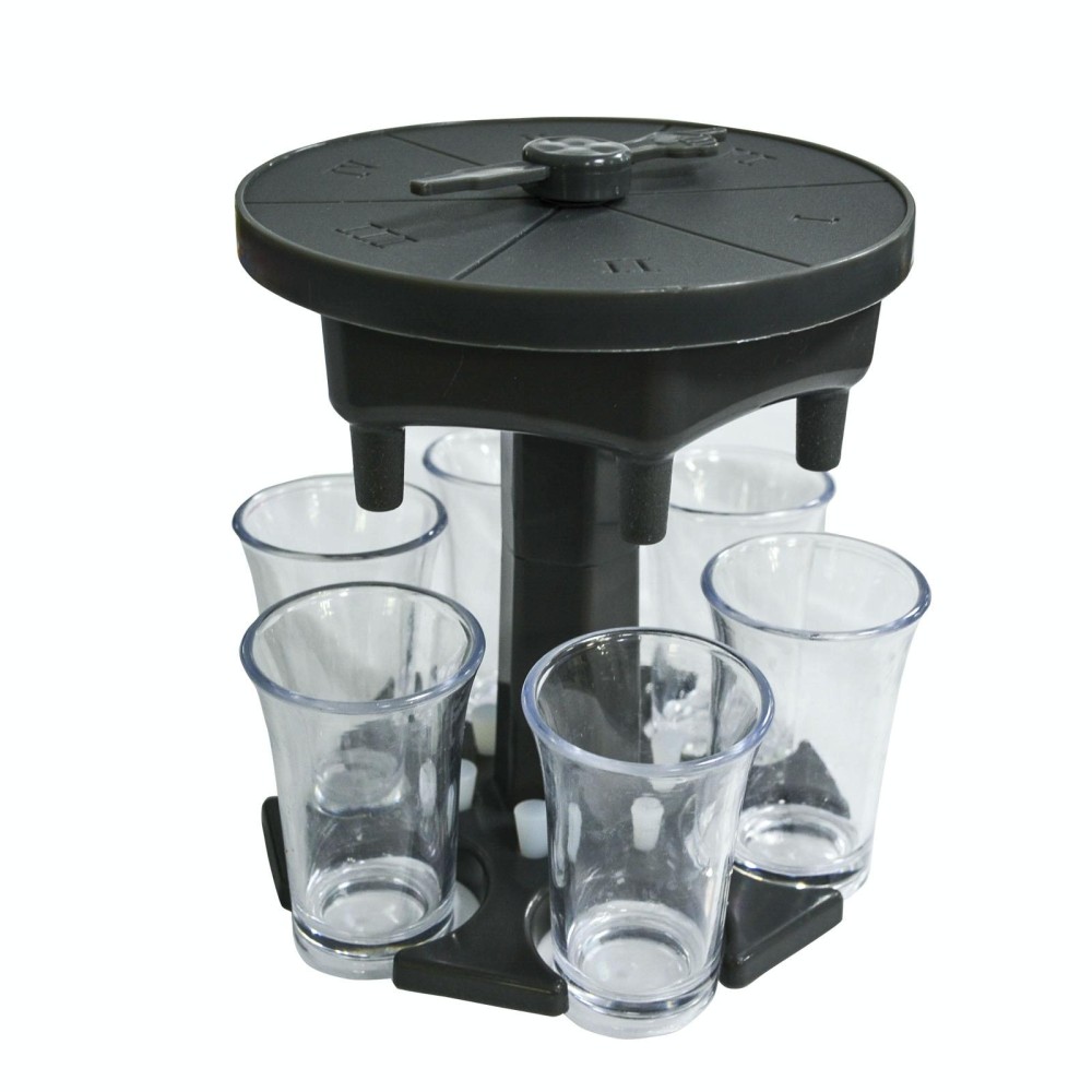 6 Cups Wine Dispenser Automatic Diversion Wine Pourer With Game Turntable, Style: Hexagon Gray with Transparent Cup