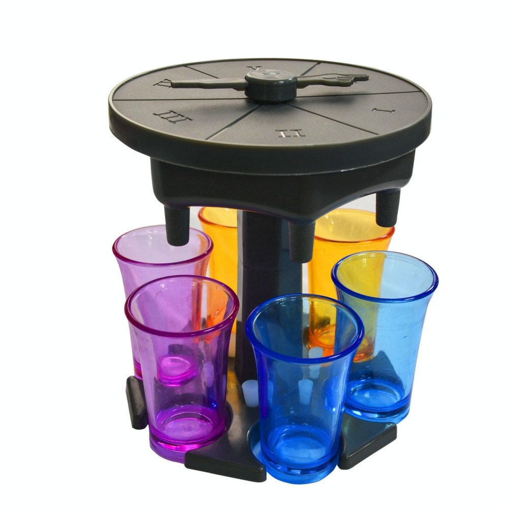 6 Cups Wine Dispenser Automatic Diversion Wine Pourer With Game Turntable, Style: Hexagon Gray with Color Cup