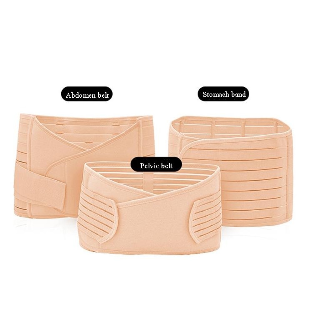 Three-Piece Abdomen Belt Set Elastic Postpartum Abdomen Belt Maternity Corset Belt Waist Belt For Caesarean Section, Size: XL(Enhanced Skin Tone)