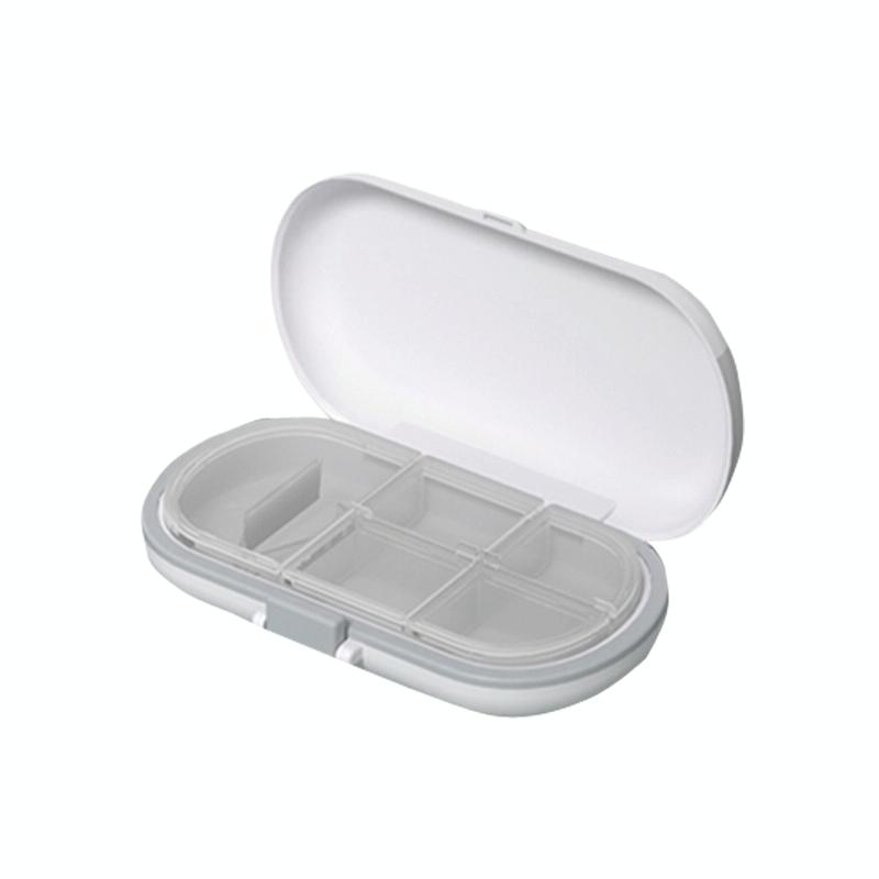 2 PCS HW073 Portable Pill Box Cut Medicine Large-capacity Storage Box Travel Compartment Sealed Small Medicine Box(Grey)