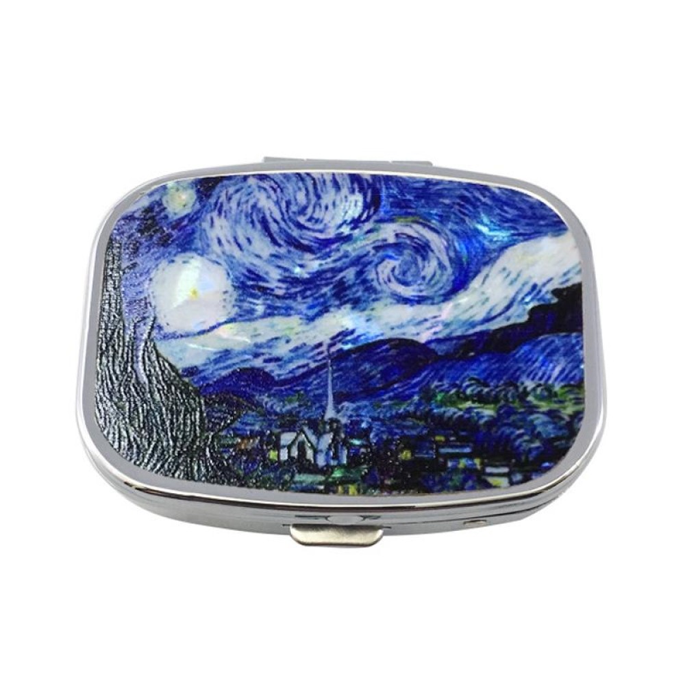 2 PCS Y10336 Two-Compartment Metal Portable Pill Box(Wind Cloud)