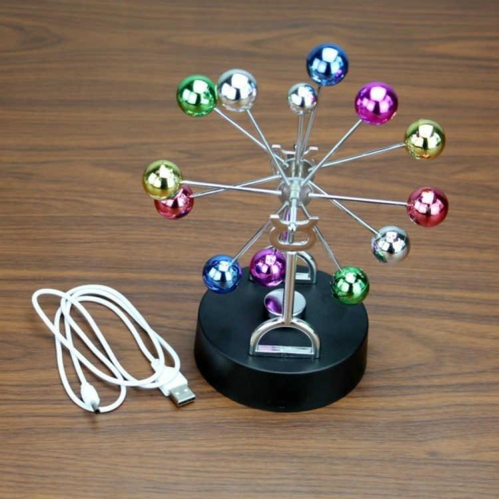 H010 Colorful Ball Ferris Wheel Perpetual Motion Device Eternal Celestial Model Wobbler Home Decoration Magnetic Ornaments, Style: USB