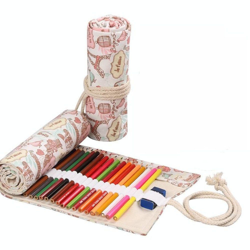 36  Holes Tower Canvas Handmade Pen Curtain Roll Pen Bag  Sketch Color Pencil Bag