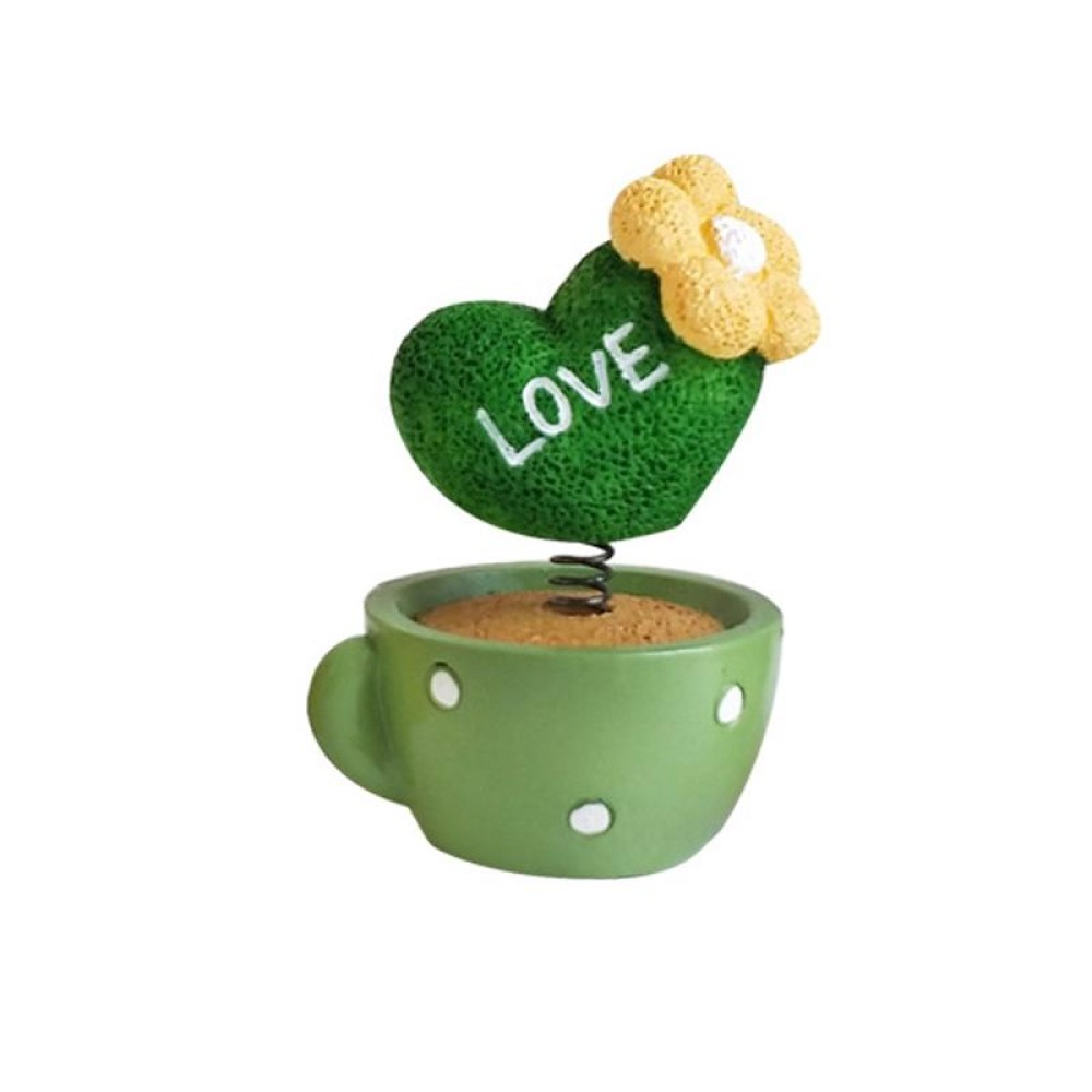 Cute Shaking Head Spring Car Decoration Cake Baking Mini Potted Resin Decoration, Specification: Heart Shape
