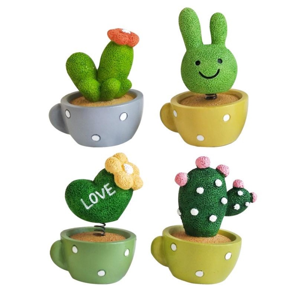 Cute Shaking Head Spring Car Decoration Cake Baking Mini Potted Resin Decoration, Specification: Heart Shape