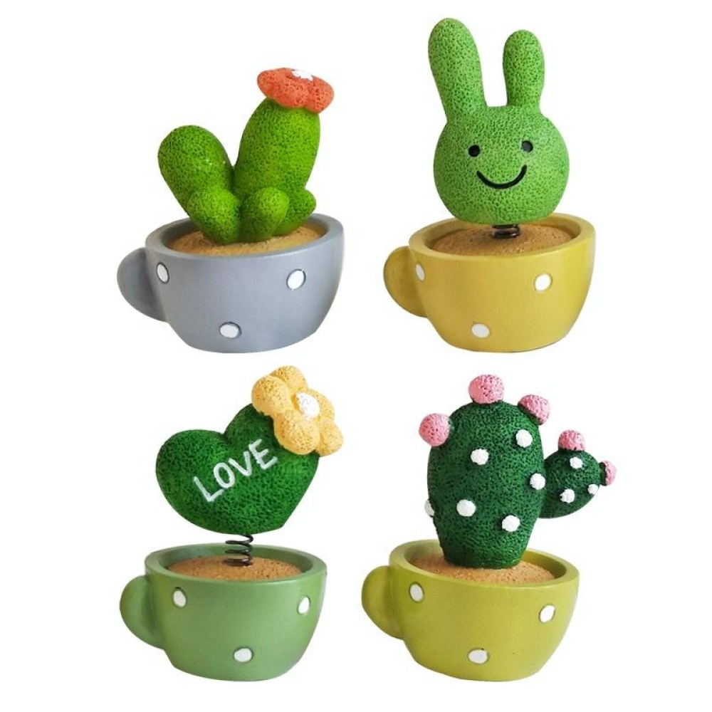 Cute Shaking Head Spring Car Decoration Cake Baking Mini Potted Resin Decoration, Specification: Rabbit