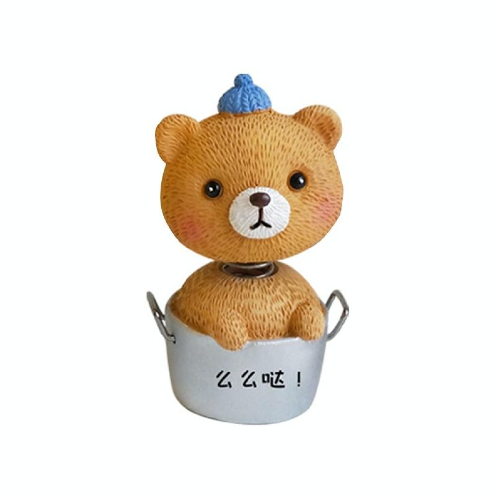 Cute Shaking Head Spring Car Decoration Cake Baking Mini Potted Resin Decoration, Specification: Bears
