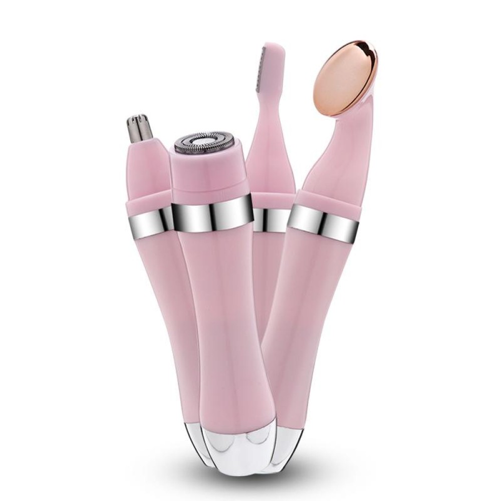 4 In 1 Electric Shaver Home Eyebrow Knife Massage Import Cleansing Instrument(Pink)
