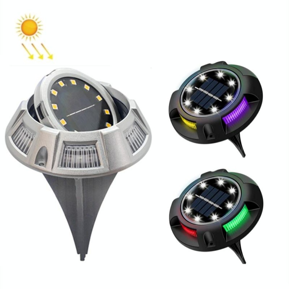 Outdoor Solar Underground Lamp Rotating Buried Lawn Lamp , Spec: 12 LEDs White+Color Llight (Aluminum Shell)