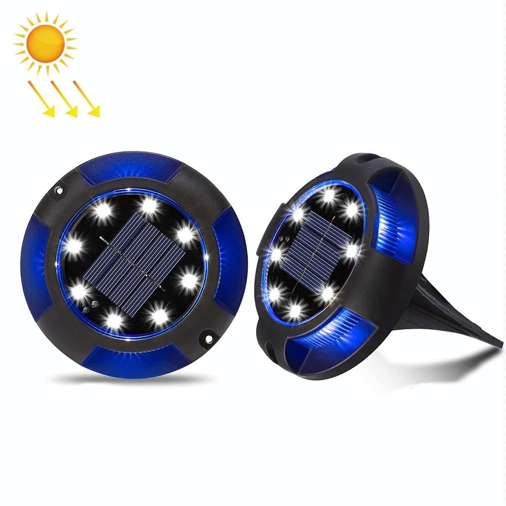 Outdoor Solar Underground Lamp Rotating Buried Lawn Lamp , Spec: 8 LEDs White+Blue Light (Plastic Shell)