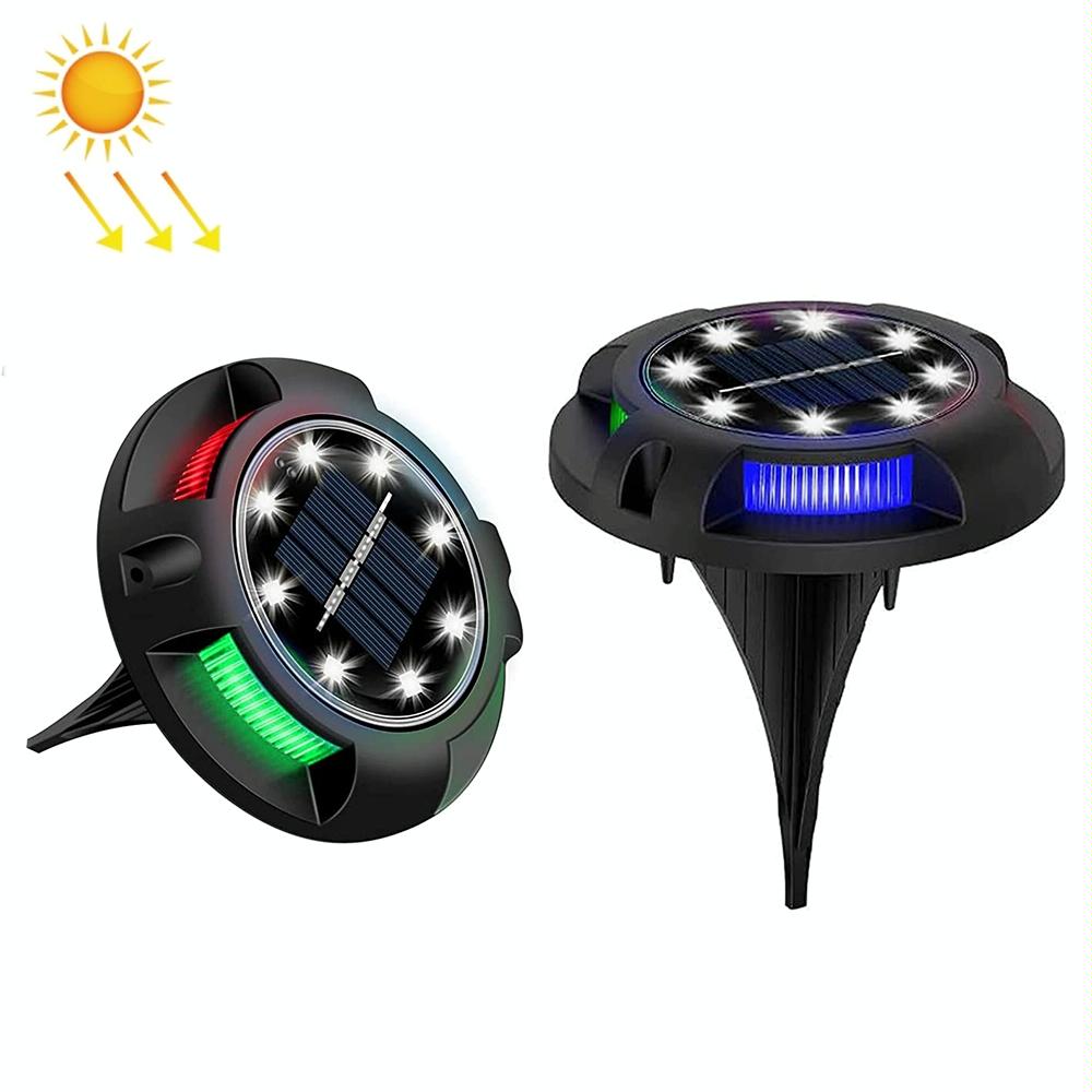 Outdoor Solar Underground Lamp Rotating Buried Lawn Lamp , Spec: 8 LEDs White+Color Light (Plastic Shell)