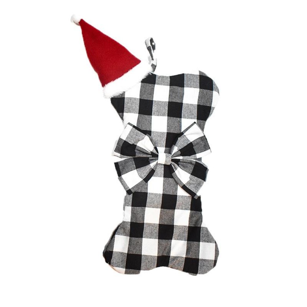Home Christmas Decoration Pendant Children Candy Gift Bag(Black White Grid)