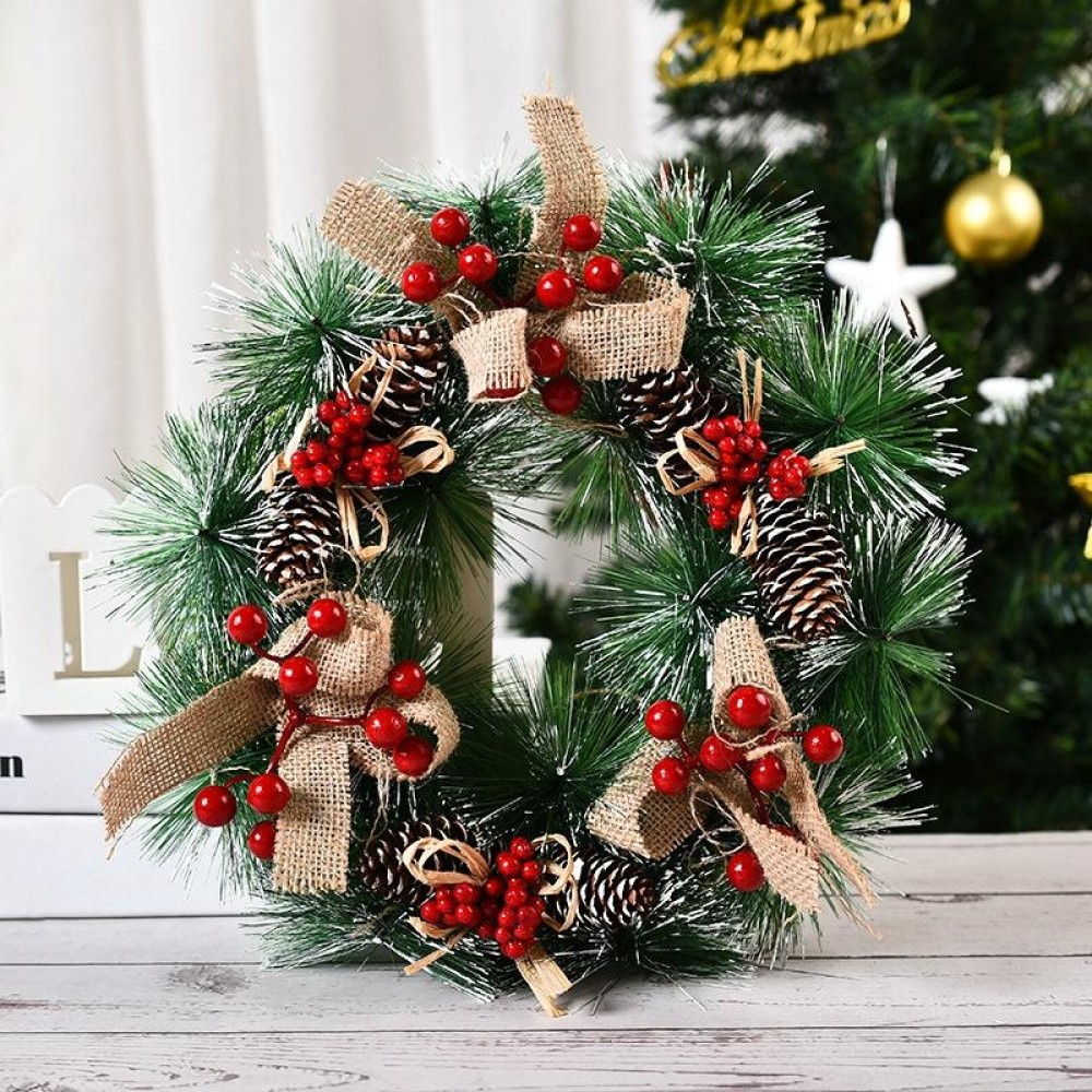 23cm Christmas Decoration Handmade Garland Wreath Door Hanging Window Props, Specification: Three Small Knots