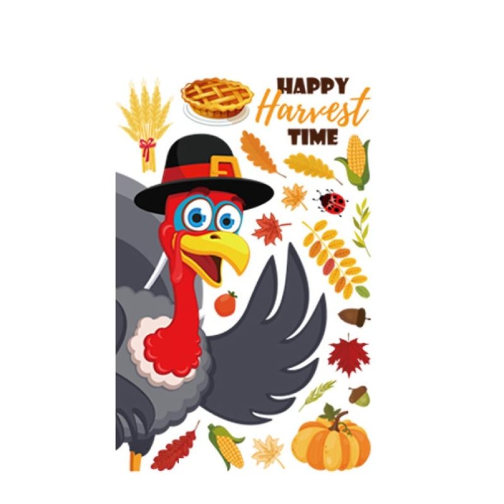 10 PCS Thanksgiving Turkey Sticker Static Sticker Glass Window Decoration Wall Sticker(BQ063)