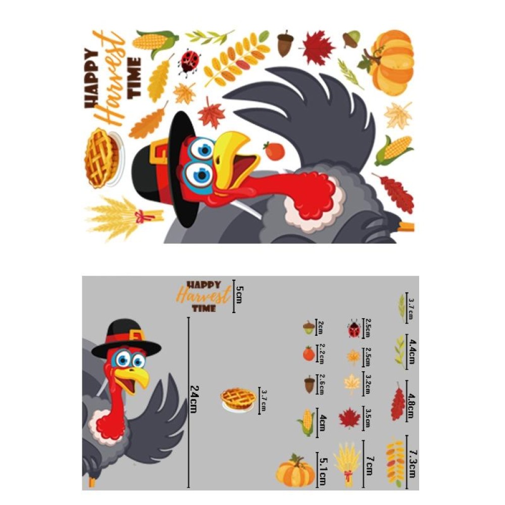 10 PCS Thanksgiving Turkey Sticker Static Sticker Glass Window Decoration Wall Sticker(BQ063)