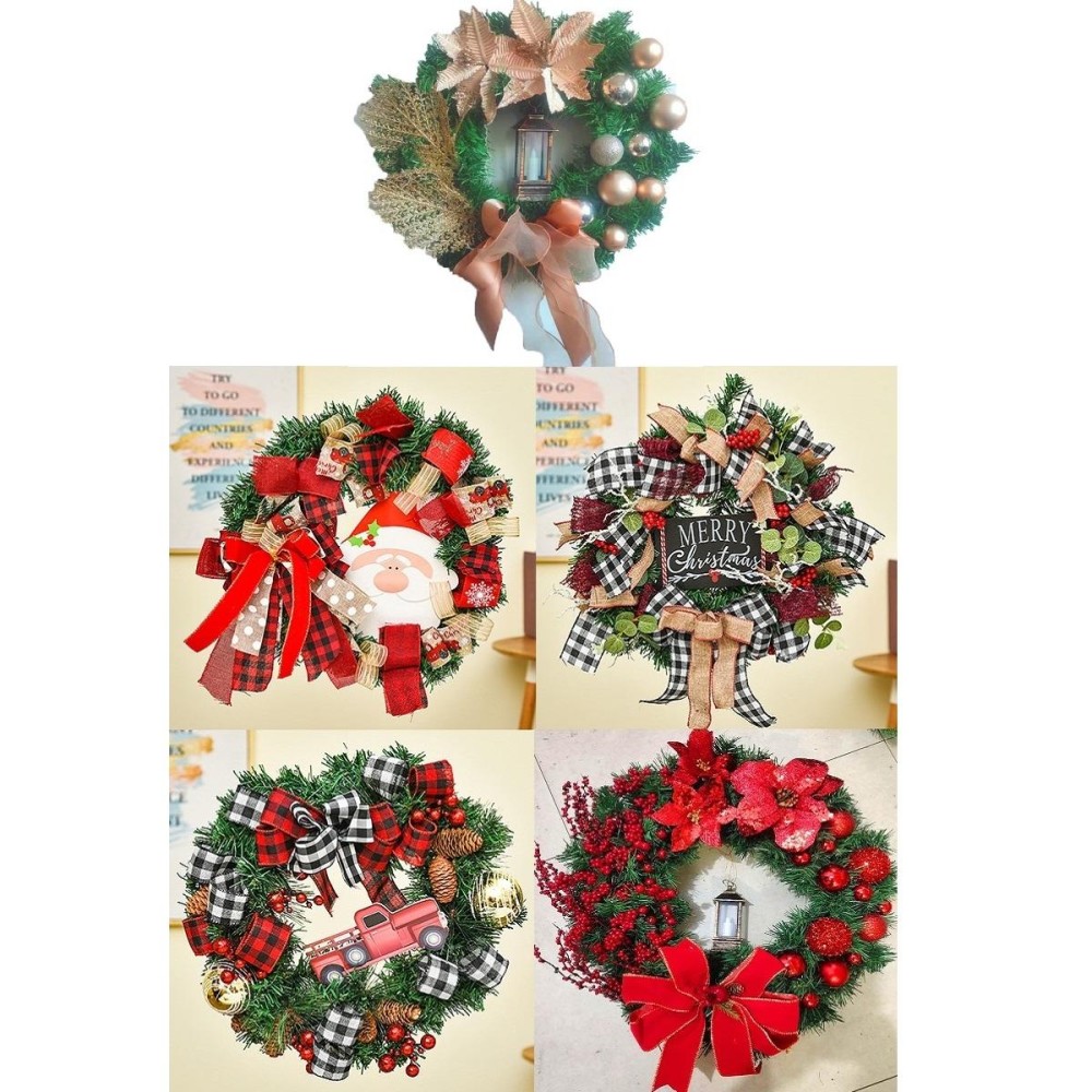 Christmas Decorations Cane Wreath Garland Door Hanger, Size: 38cm(Old Man)