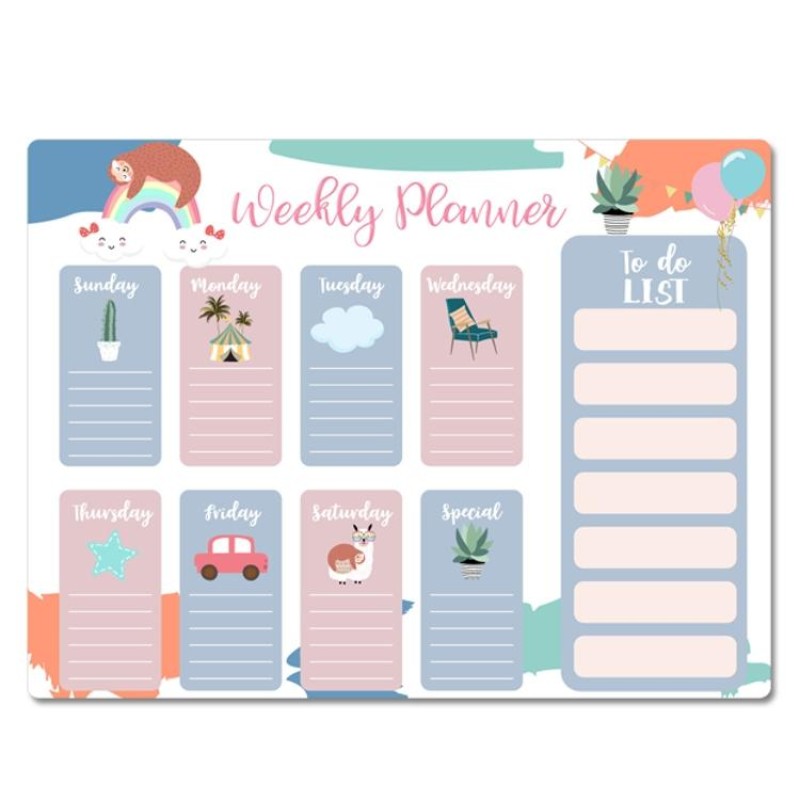 2 PCS Simple Magnetic Calendar Table Notepad Refrigerator Sticker Erasable Message Board Magnetic Sticker(Colorful Tree Lazy)