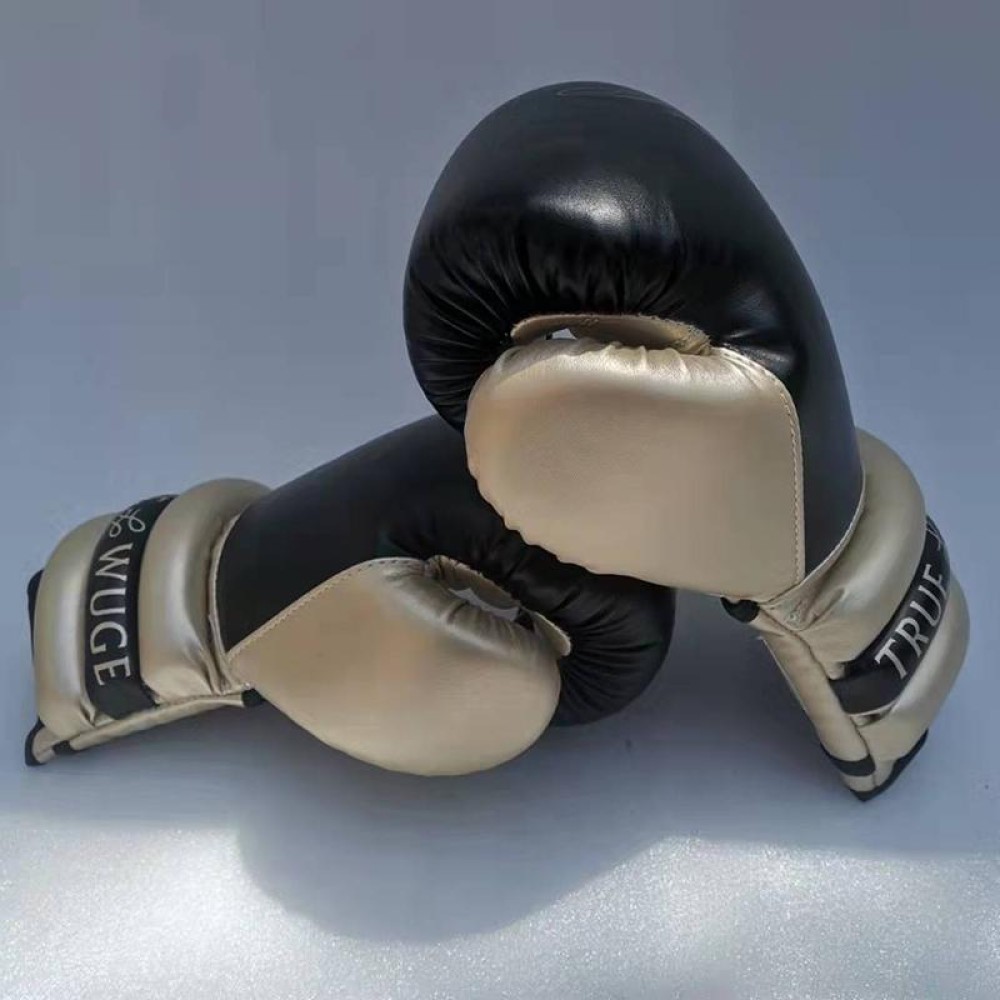 Boxing Sanda Gloves Free Fighting Half Finger Boxing Gloves(Black Golden)