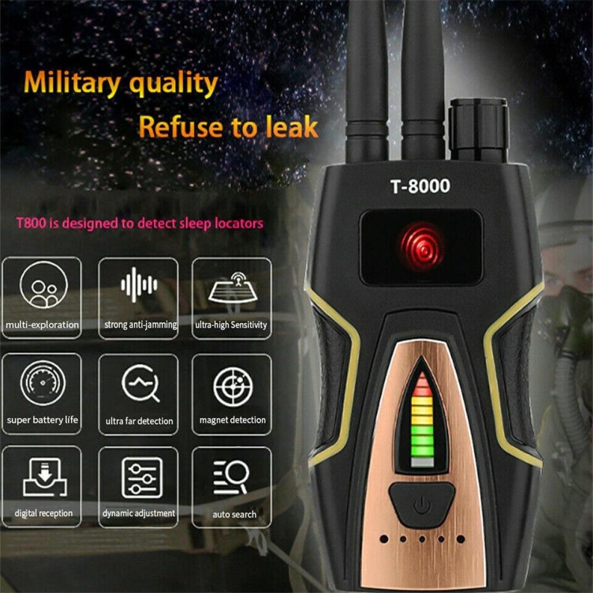 T8000 Wireless Signal Detector GPS Defense Location Finding Camera Anti-Candid Anti-Tracking Detection Instrument