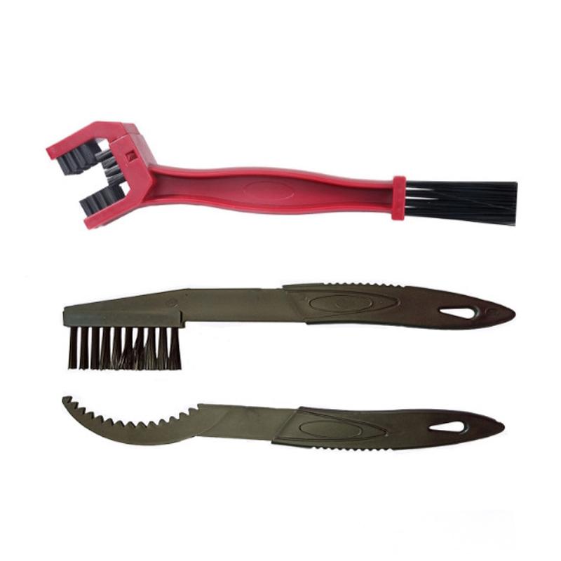 1 Set BG-7168 Bicycle And Motorcycle Cleaning Brush Three-Sided Chain Brush, Colour: Red + Small Brush
