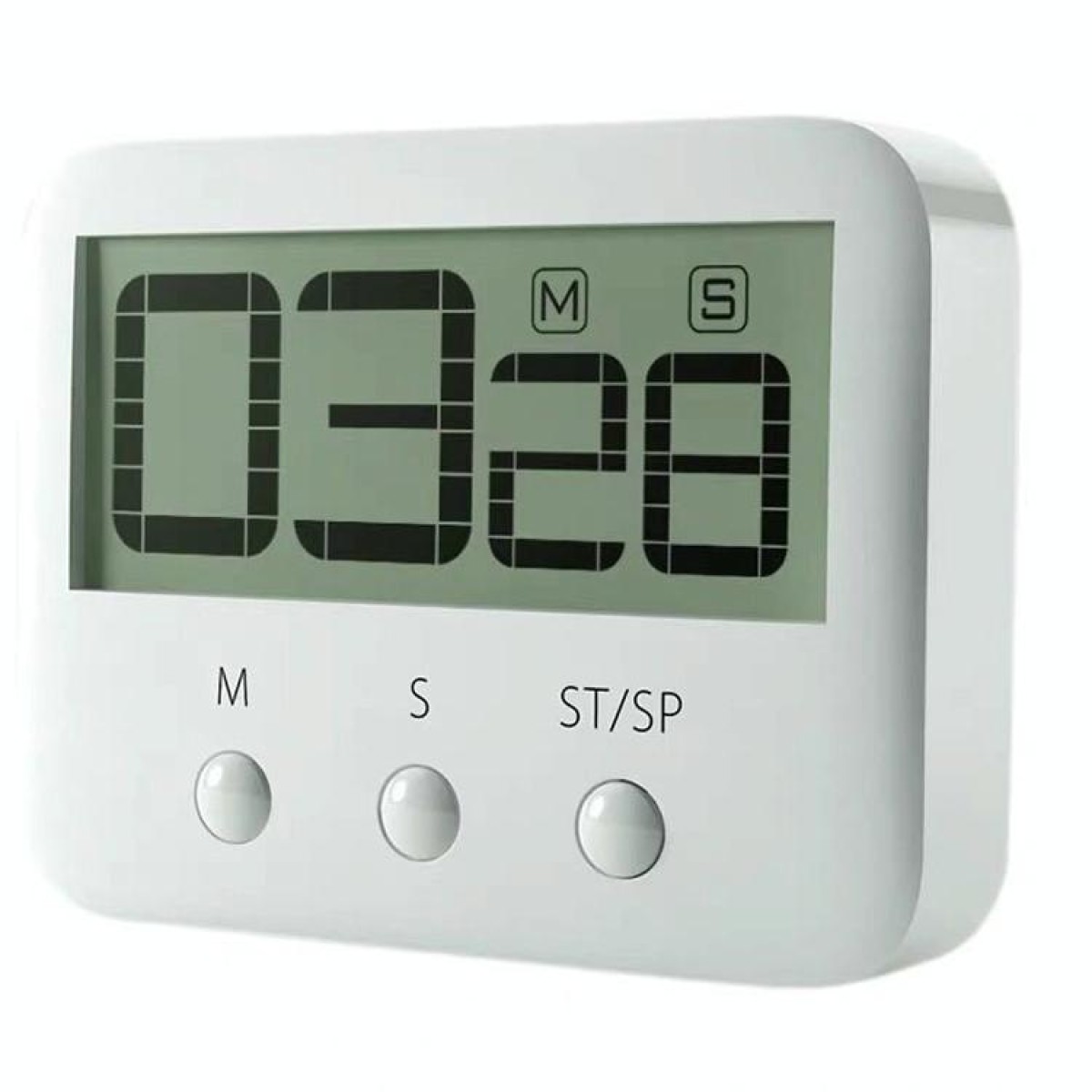 118S LCD Digital Display Countdown Timer Large Screen Kitchen Timer(White)
