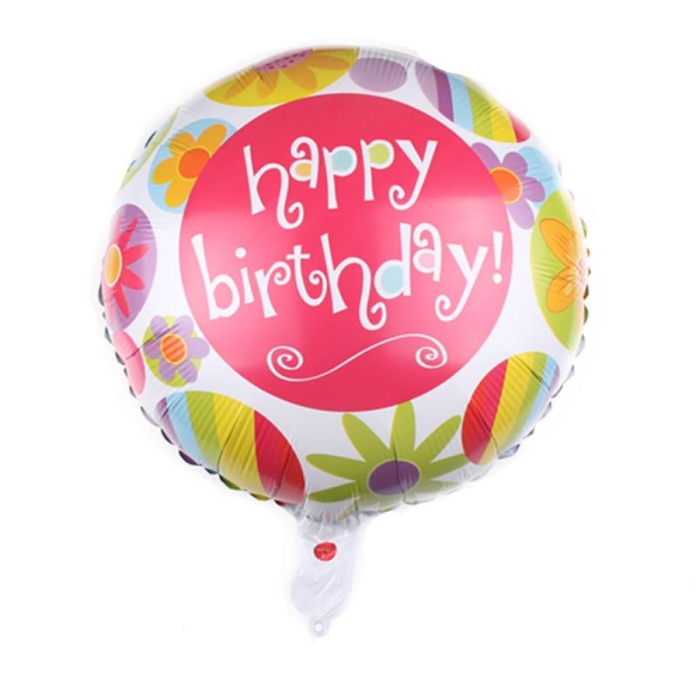 10 PCS 18-inch Round Happy Birthday Aluminum Film Balloons Birthday Party Scene Decoration Balloons(E)