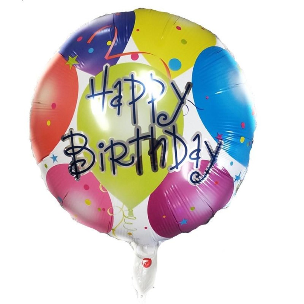 10 PCS 18-inch Round Happy Birthday Aluminum Film Balloons Birthday Party Scene Decoration Balloons(L)