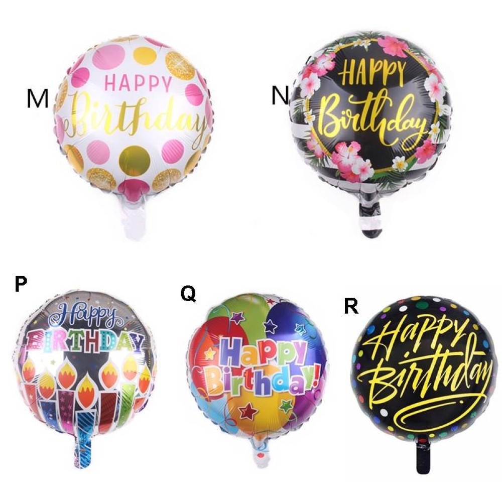 10 PCS 18-inch Round Happy Birthday Aluminum Film Balloons Birthday Party Scene Decoration Balloons(M)