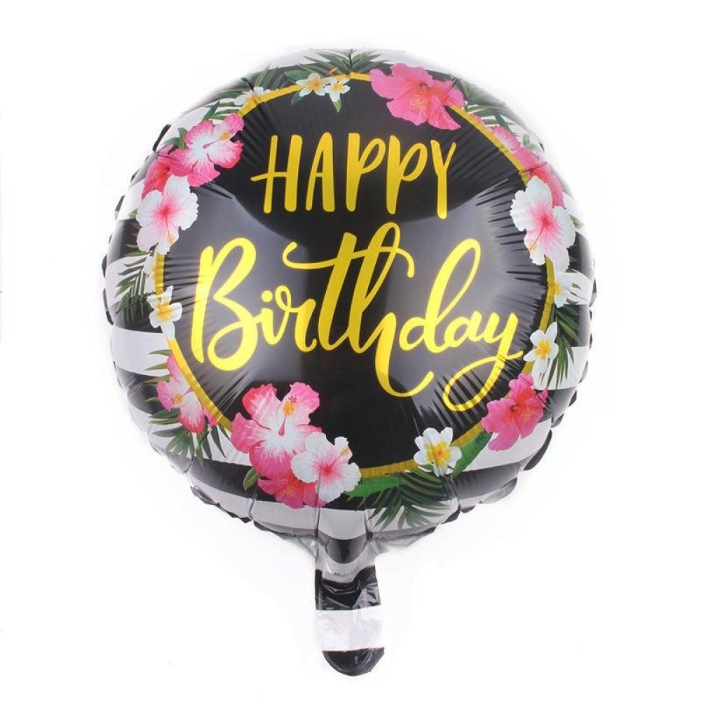 10 PCS 18-inch Round Happy Birthday Aluminum Film Balloons Birthday Party Scene Decoration Balloons(N)