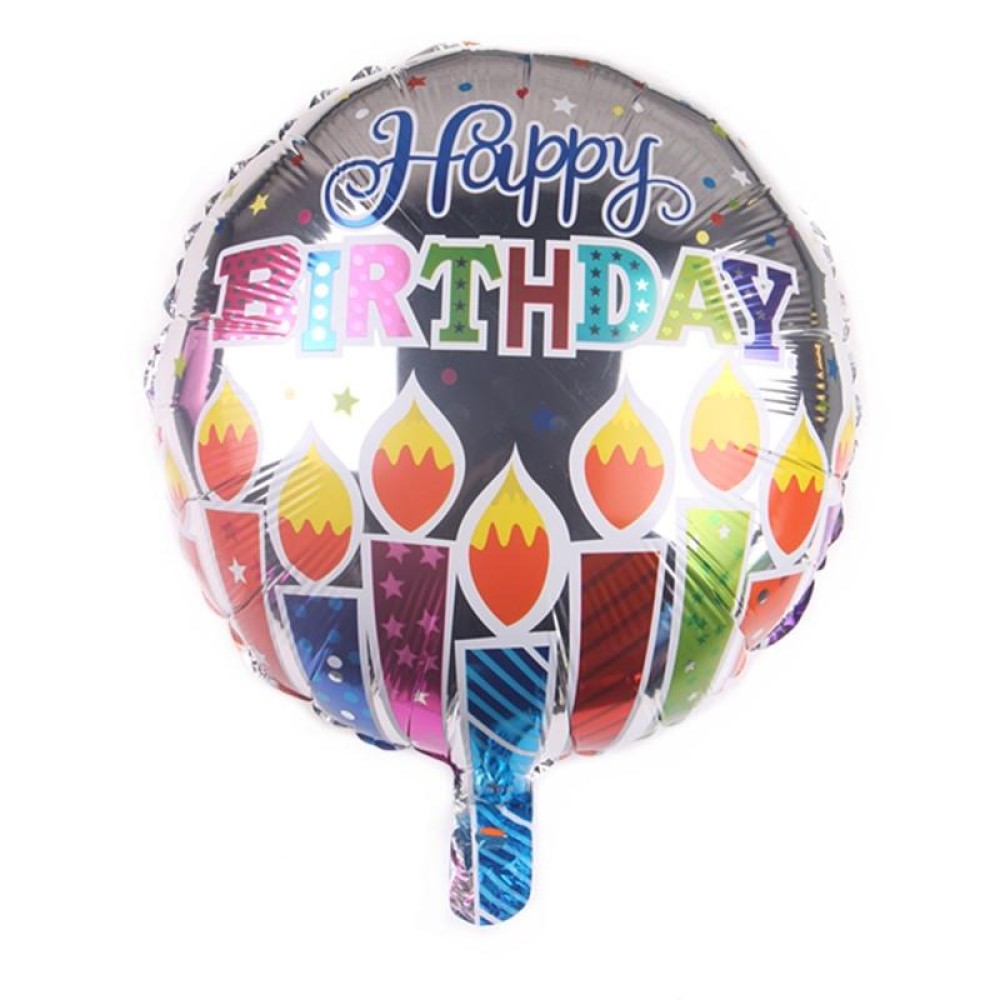 10 PCS 18-inch Round Happy Birthday Aluminum Film Balloons Birthday Party Scene Decoration Balloons(P)
