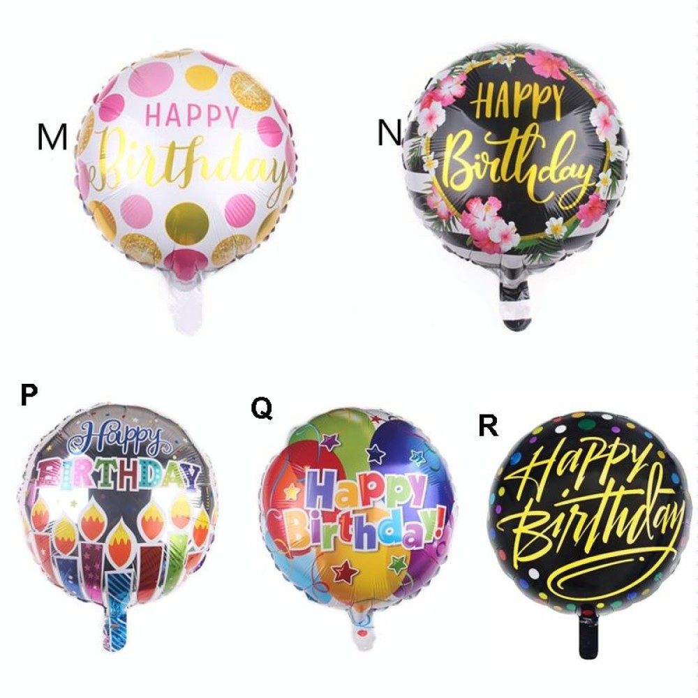 10 PCS 18-inch Round Happy Birthday Aluminum Film Balloons Birthday Party Scene Decoration Balloons(R)