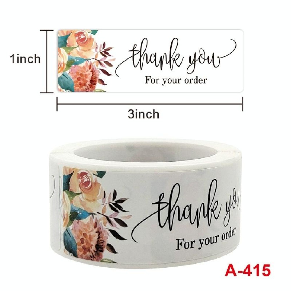 10 PCS Thank You Flower Sticker Gift Wrap Sealing Sticker, Size: 1x3 Inch(A-415)