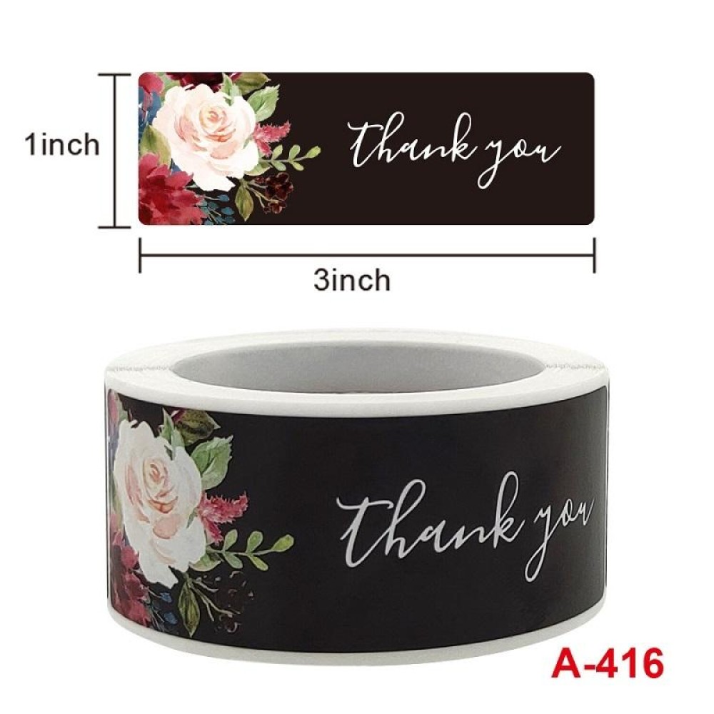 10 PCS Thank You Flower Sticker Gift Wrap Sealing Sticker, Size: 1x3 Inch(A-416)