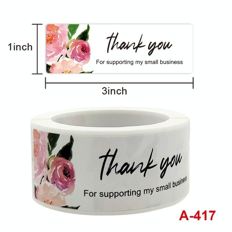 10 PCS Thank You Flower Sticker Gift Wrap Sealing Sticker, Size: 1x3 Inch(A-417)