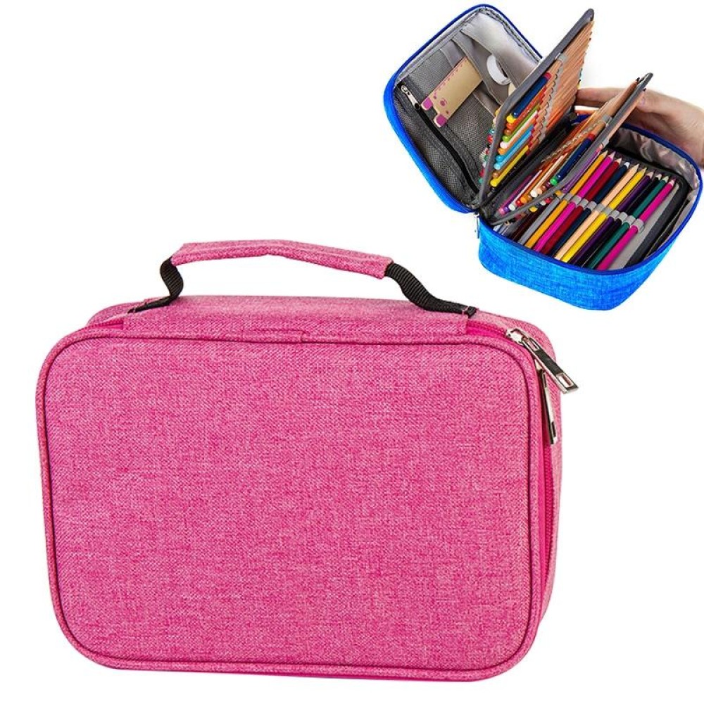 Waterproof Pencil Case 72 Color Large Capacity Sketch Pencil Bag Stationery Set(Rose Red)