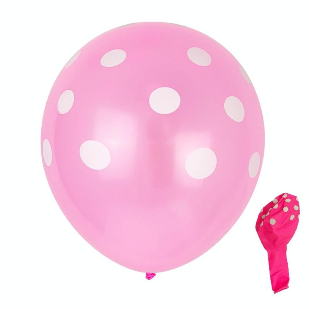 100 PCS FY-10280 12 Inch Dot Party Decorative Balloon Wedding Scene Arrangement Latex Balloon(Pink White Dot)