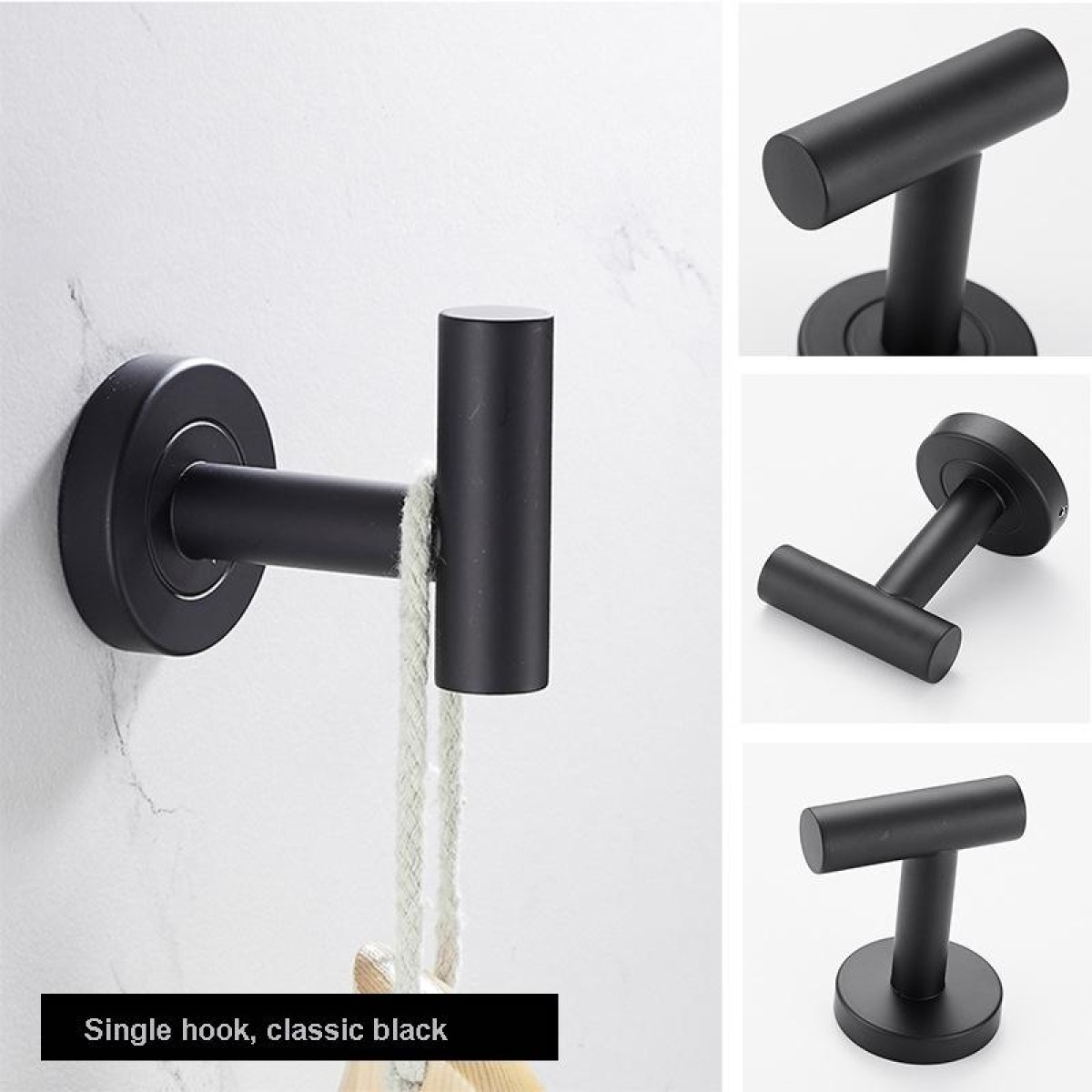 304 Stainless Steel With Grooved Bathroom Pendant Bathroom Shelf,Style:  Black Cloth Hook