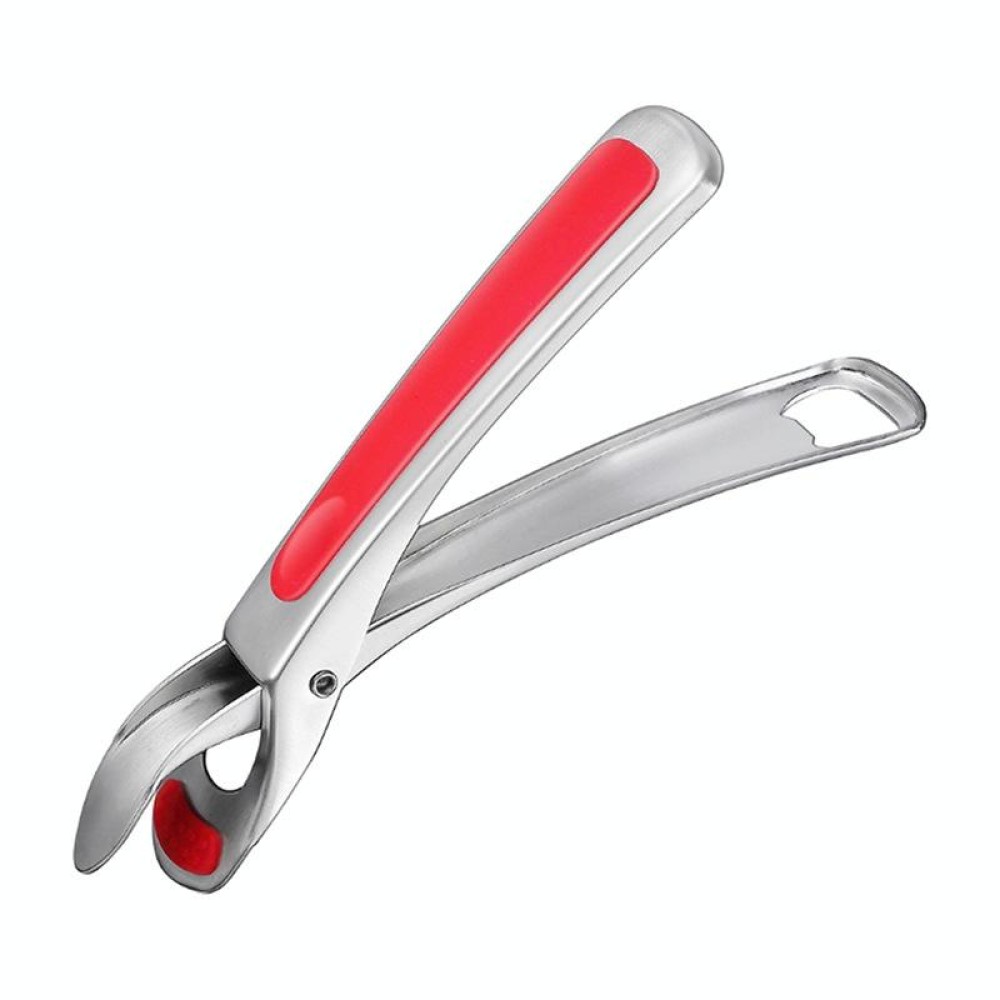 Kitchen 304 Stainless Steel Inlaid Rubber Non-Slip Anti-Scald Dish Holder And Tray Lifter(Red)