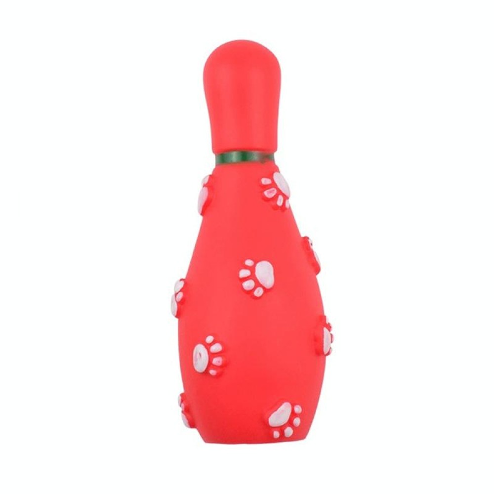 4 PCS Christmas Pet Footprints Bowling Ball Sounding Toy Dog Bite-Resistant Teething Vinyl Toy, Size： 14.5x6cm(Red)