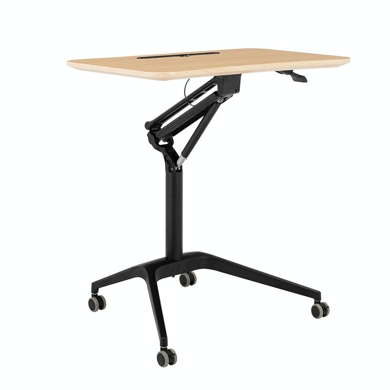 D10 Universal Wheel Standing Computer Desk Movable Lifting Desk(Black Frame Maple Board)